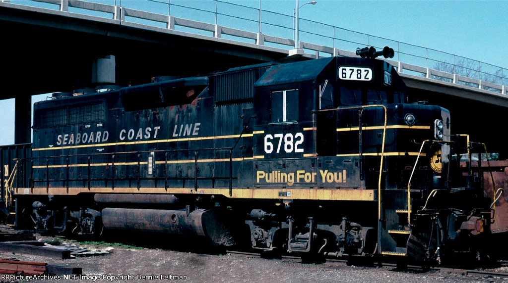 Seaboard System GP40 #6782, serving as power for the Opelika Switcher and tied down on the house track,